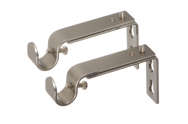 Ivilon Adjustable Brackets for Curtain Rods - for 1/2 or 5/8 Inch Rods. Set of 2 - Satin Nickel - Image 1